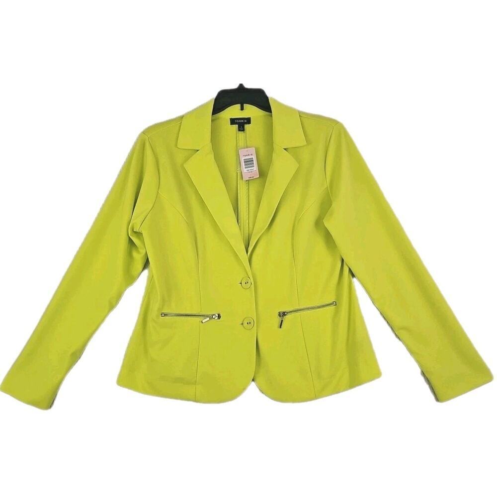 Torrid ~Woman Size 1(1X)~ Line Green Office Wear Blazer Knit Jacket Unlined NWT. - Picture 11 of 16